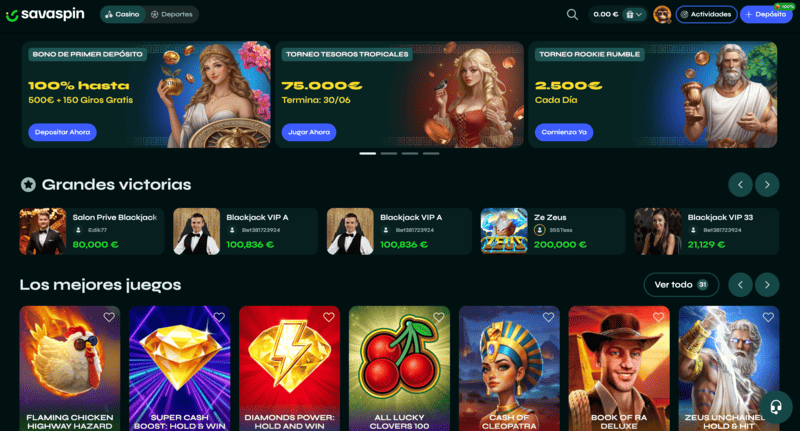Bonos en el sitio web de casino online SavaSpin